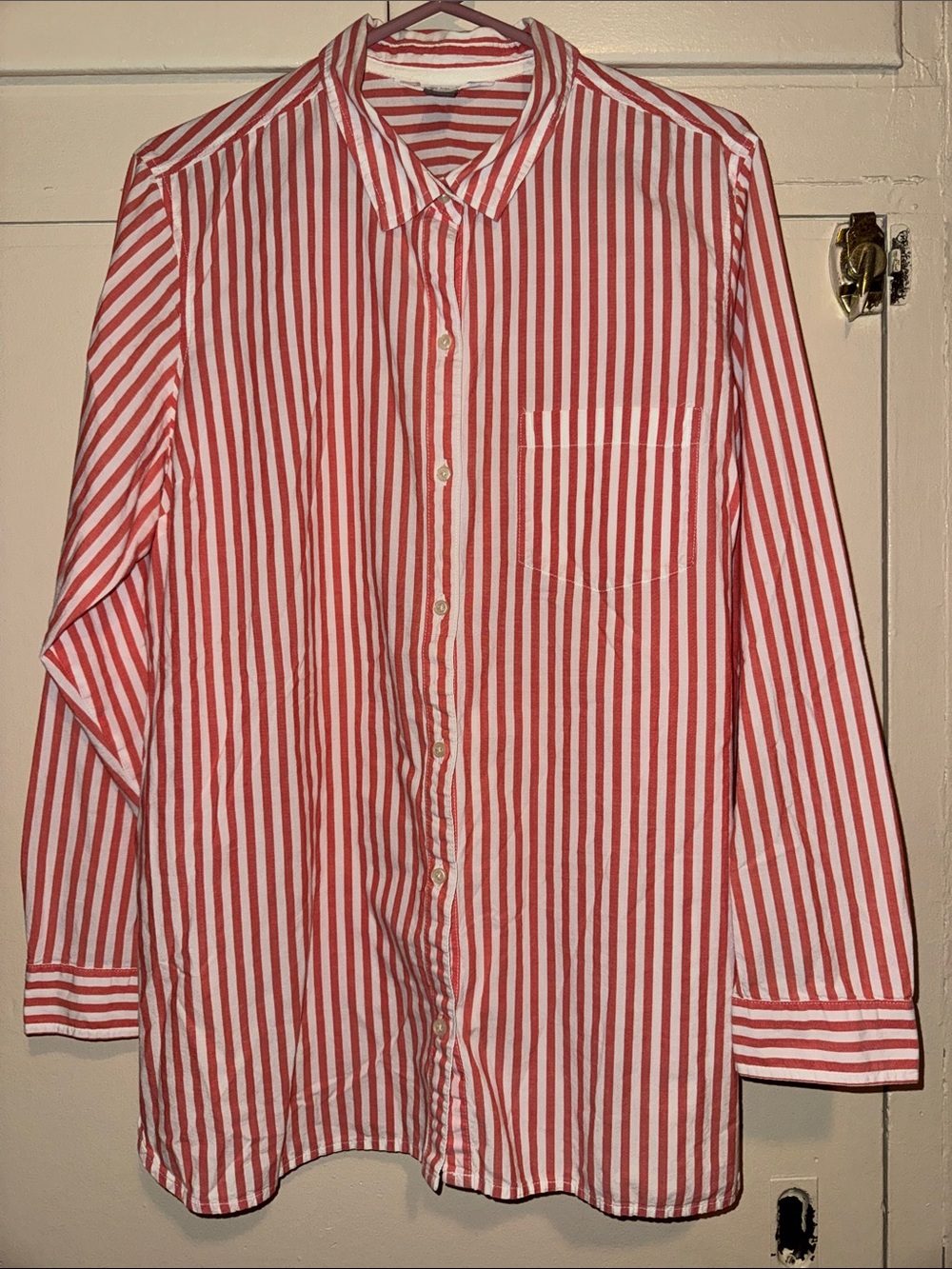Old Navy Striped Button Up “The Tunic Shirt” Le Chemisier Tunique Size XL